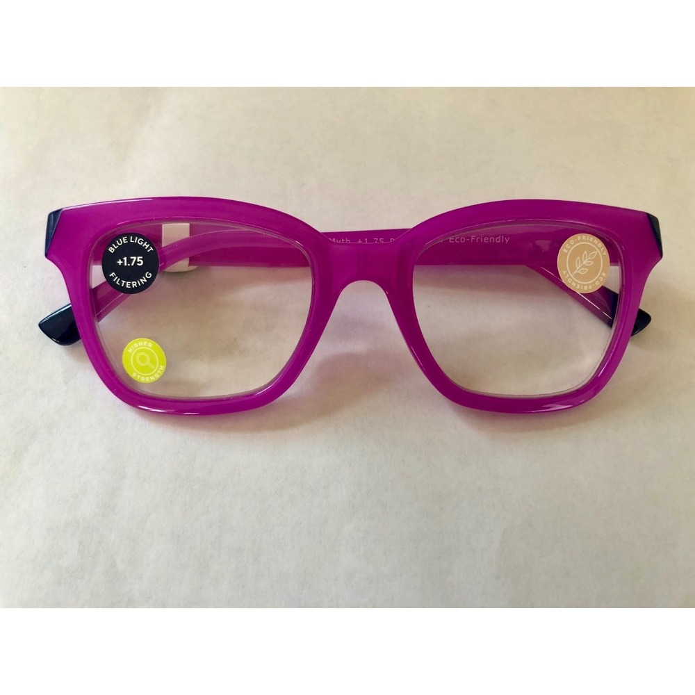 NEW Myth Purple Peepers Blue Light Filtering  +1.75 Readers